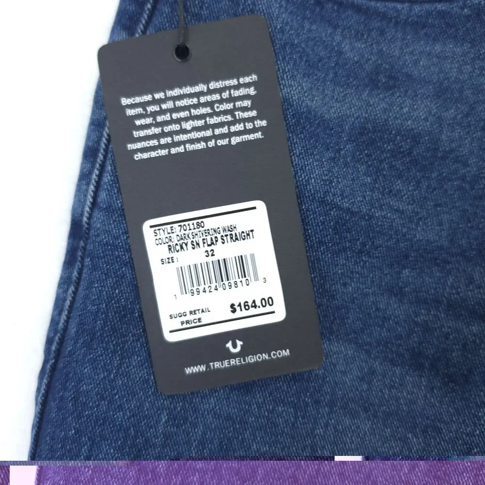 True Religion Ricky Flap Relaxed Straight Mens 32 NWT